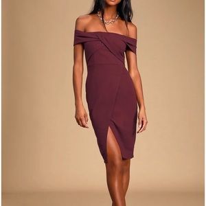 Lulu’s off the shoulder cocktail dress-plum
